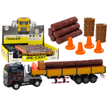 Ciężarówka Z Drewnem Niebieska Tir Przyczepa 1:24 Bale Dźwięki Światła