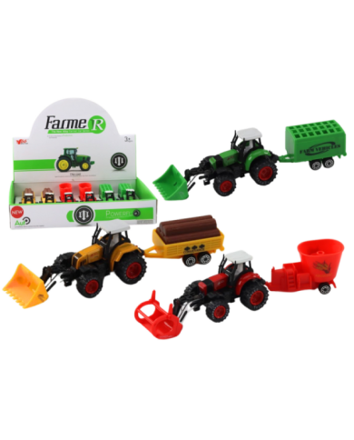 Traktor Z Przyczepą Koparka Spychacz Maszyna Żółty Zielony Czerwony