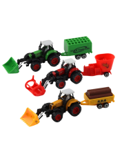 Traktor Z Przyczepą Koparka Spychacz Maszyna Żółty Zielony Czerwony