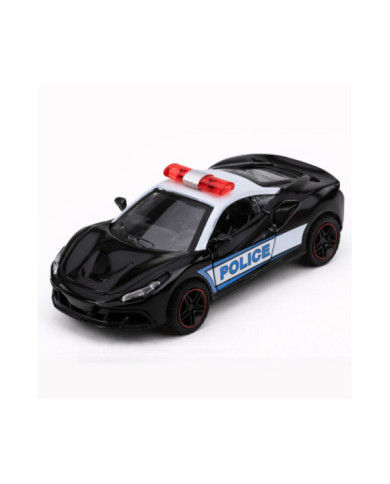 Autko Sportowe Policyjne Samochód Z Napędem Metalowy Pull-Back Czarny 1:43