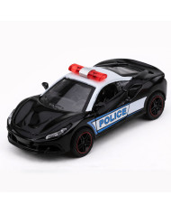 Autko Sportowe Policyjne Samochód Z Napędem Metalowy Pull-Back Czarny 1:43