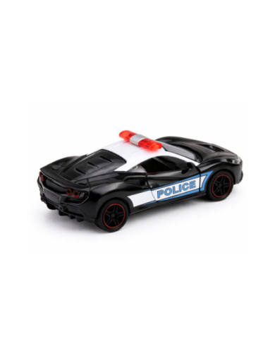 Autko Sportowe Policyjne Samochód Z Napędem Metalowy Pull-Back Czarny 1:43