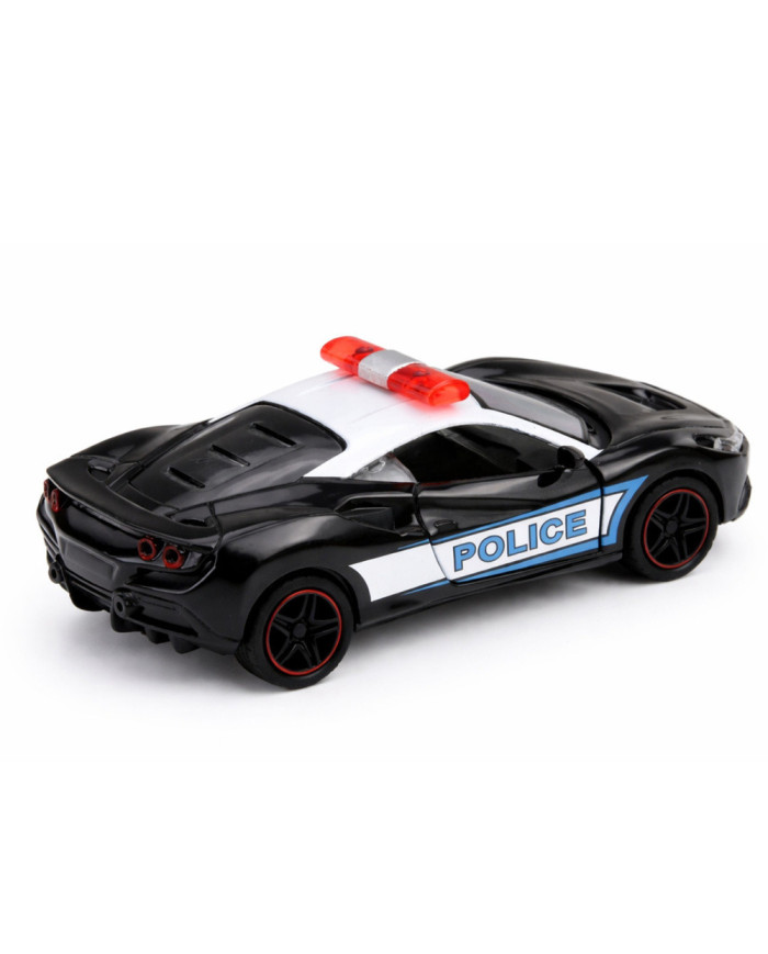 Autko Sportowe Policyjne Samochód Z Napędem Metalowy Pull-Back Czarny 1:43