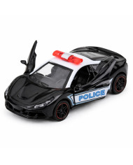 Autko Sportowe Policyjne Samochód Z Napędem Metalowy Pull-Back Czarny 1:43