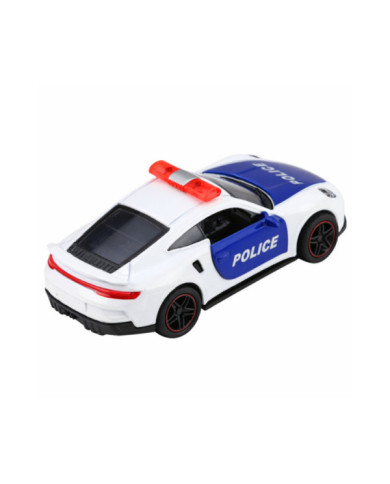Autko Sportowe Policyjne Samochód Z Napędem Metalowy Pull-Back Biały 1:43