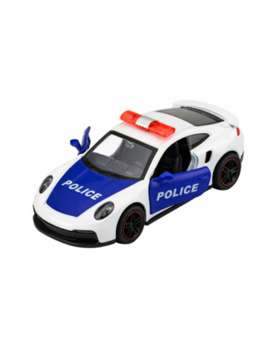 Autko Sportowe Policyjne Samochód Z Napędem Metalowy Pull-Back Biały 1:43