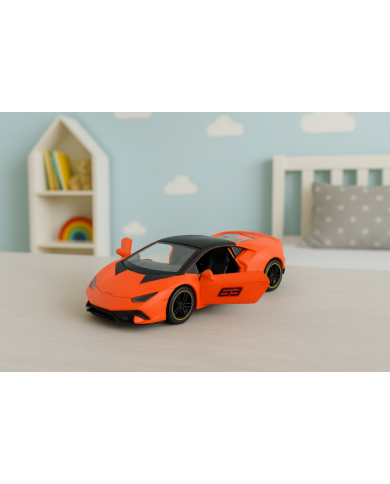Samochód Sportowy Napęd Pull Back Metalowy Pomarańczowy 1:43