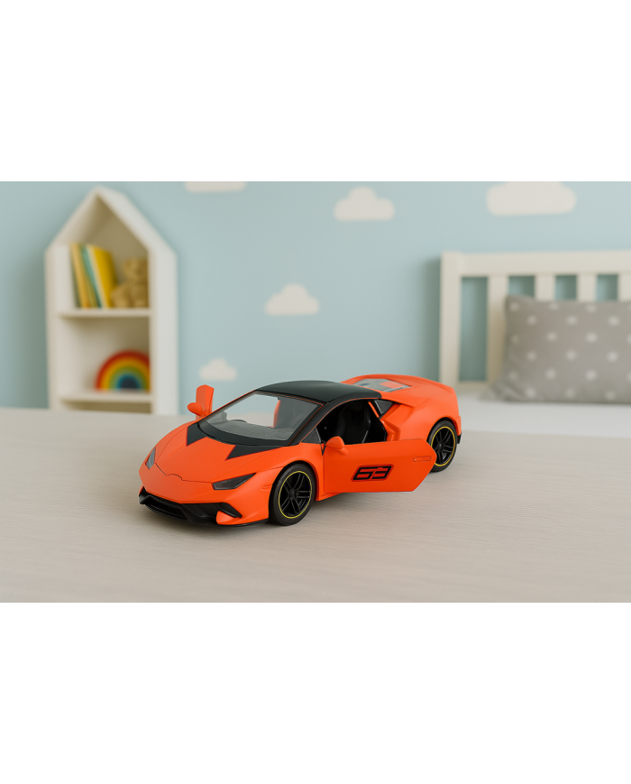 Samochód Sportowy Napęd Pull Back Metalowy Pomarańczowy 1:43