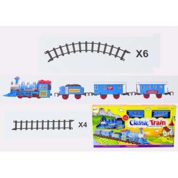 Zestaw Pociąg 3 Wagony Na Baterie Tory Efekty Świetlne i Dźwiękowe