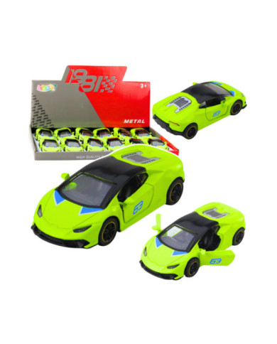 Samochód Sportowy Napęd Pull Back Metalowy Neonowy Zielony 1:43