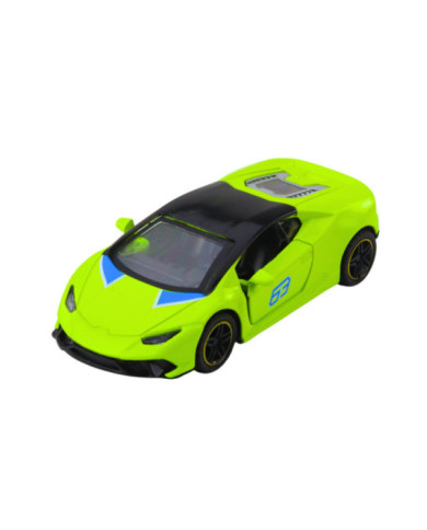 Samochód Sportowy Napęd Pull Back Metalowy Neonowy Zielony 1:43