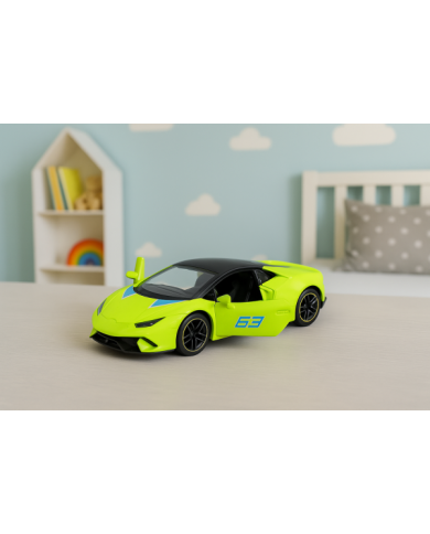 Samochód Sportowy Napęd Pull Back Metalowy Neonowy Zielony 1:43