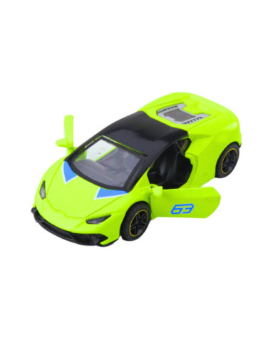 Samochód Sportowy Napęd Pull Back Metalowy Neonowy Zielony 1:43