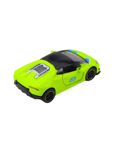 Samochód Sportowy Napęd Pull Back Metalowy Neonowy Zielony 1:43
