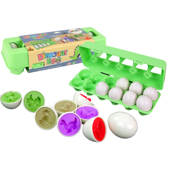 Edukacyjny Zestaw Jajek Sorter Dinozaury Układanka 12 Sztuk