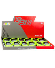 Samochód Sportowy Napęd Pull Back Metalowy Neonowy Zielony 1:43