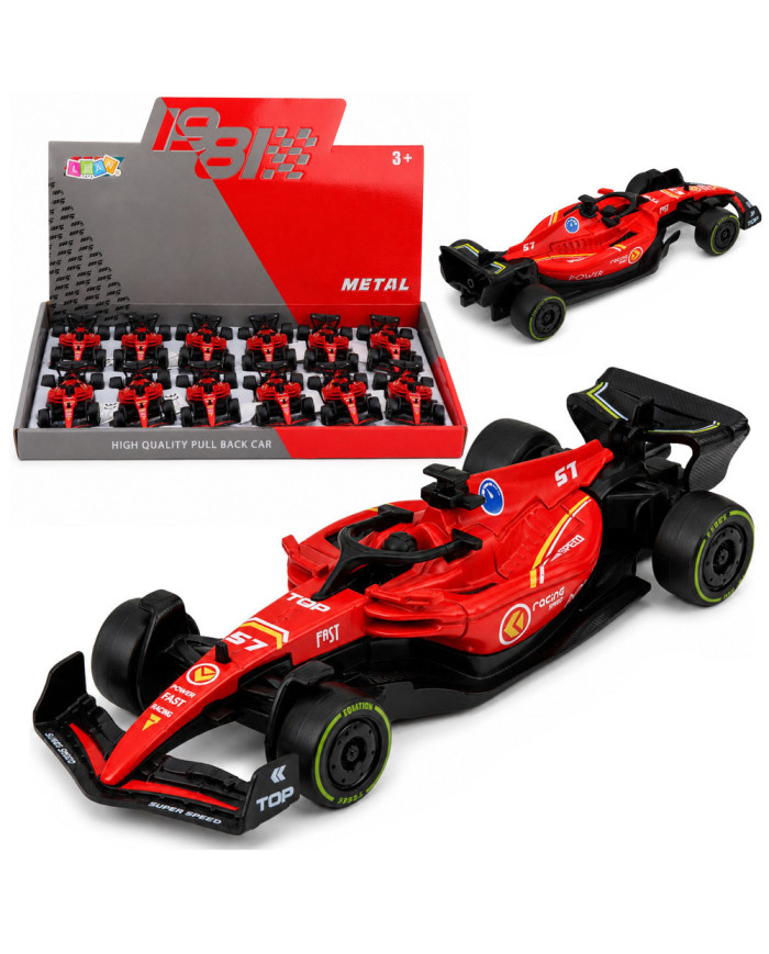 Autko Wyścigówka Metalowa Formuła Napęd Pull Back Czerwona 1:43