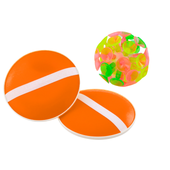 Gra Zręcznościowa Paletki Okrągłe Piłka Z Przyssawkami Pomarańczowy