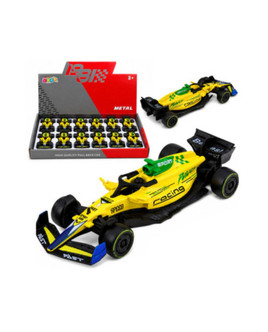 Autko Wyścigówka Metalowa Formuła Napęd Pull Back Żółta 1:43