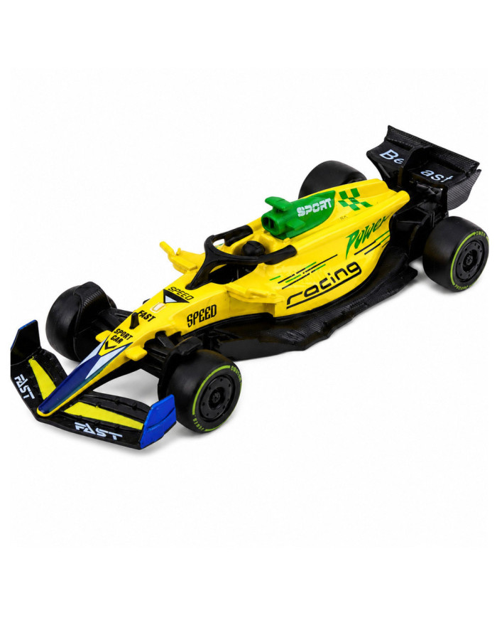 Autko Wyścigówka Metalowa Formuła Napęd Pull Back Żółta 1:43