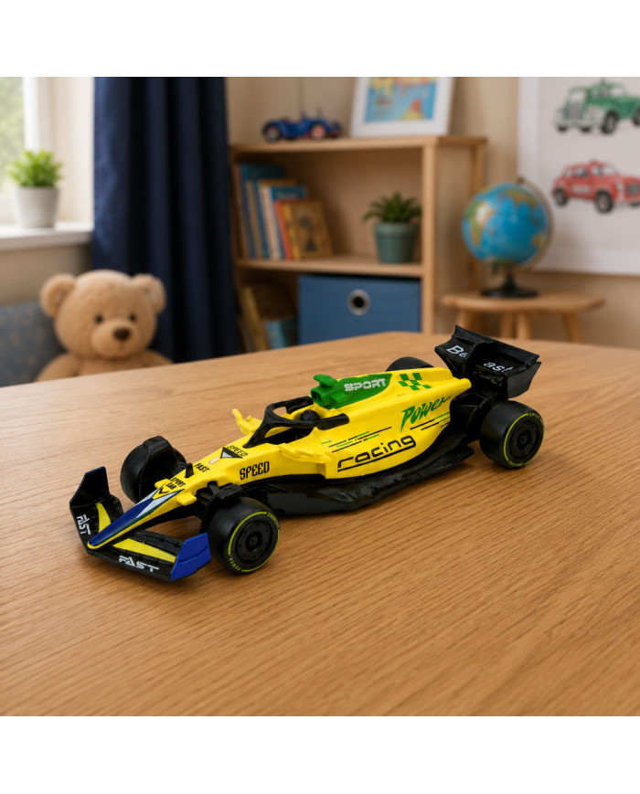 Autko Wyścigówka Metalowa Formuła Napęd Pull Back Żółta 1:43