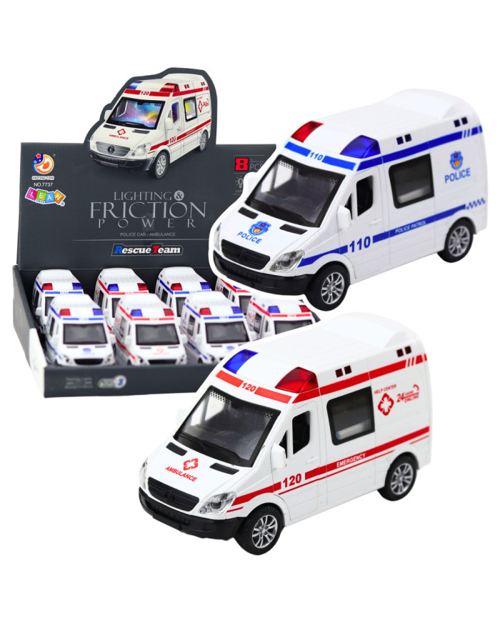 Wóz Policyjny Karetka Ambulans Otwierane Drzwi Napęd Światła Dźwięki Mix