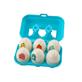 Zestaw Sześciu Geometrycznych Jaj Dinozaurów Kolorowe