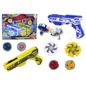 Zestaw Pistoletów Wyrzutnia 4 Metalowe Krążki Niebieski Żółty Światła