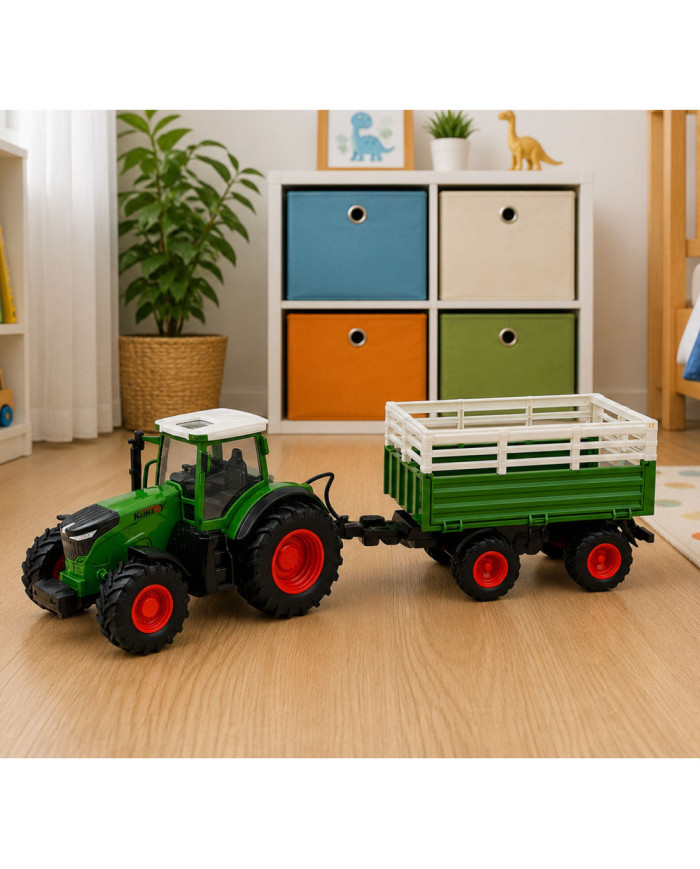 Traktor Rolniczy z Przyczepą Wywrotką Zdalnie Sterowany RC Światła 1:24