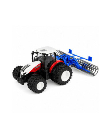 Traktor Z Wałem Rolniczym Zdalnie Sterowany RC Światła Czerwony 1:24