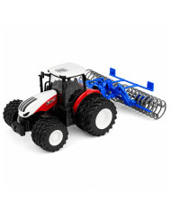 Traktor Z Wałem Rolniczym Zdalnie Sterowany RC Światła Czerwony 1:24