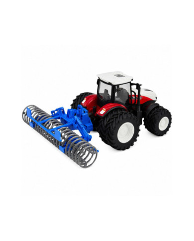 Traktor Z Wałem Rolniczym Zdalnie Sterowany RC Światła Czerwony 1:24