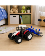 Traktor Z Wałem Rolniczym Zdalnie Sterowany RC Światła Czerwony 1:24