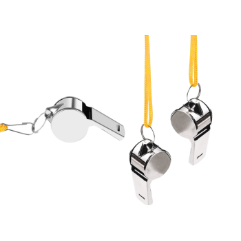 Gwizdek Sędziowski Z Kulką Metalowy Żółty Sznurek 40cm