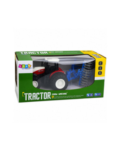 Traktor Z Wałem Rolniczym Zdalnie Sterowany RC Światła Czerwony 1:24