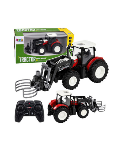 Traktor Rolniczy z Chwytakiem Do Bel Zdalnie Sterowany RC Czerwony 1:24