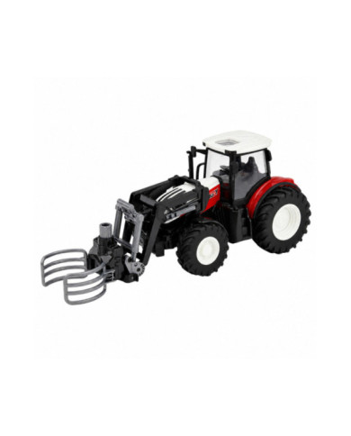 Traktor Rolniczy z Chwytakiem Do Bel Zdalnie Sterowany RC Czerwony 1:24