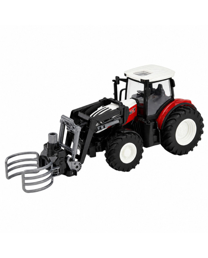 Traktor Rolniczy z Chwytakiem Do Bel Zdalnie Sterowany RC Czerwony 1:24