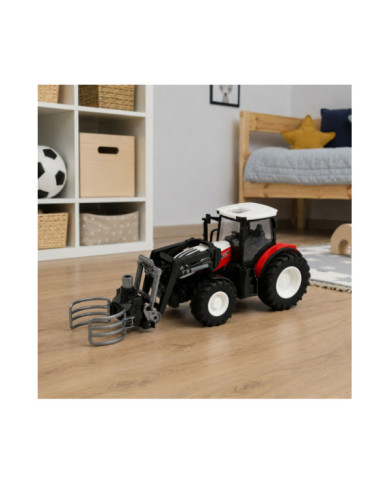 Traktor Rolniczy z Chwytakiem Do Bel Zdalnie Sterowany RC Czerwony 1:24