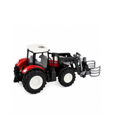 Traktor Rolniczy z Chwytakiem Do Bel Zdalnie Sterowany RC Czerwony 1:24