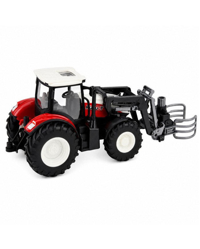 Traktor Rolniczy z Chwytakiem Do Bel Zdalnie Sterowany RC Czerwony 1:24