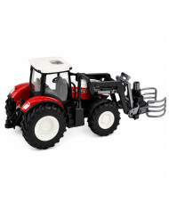 Traktor Rolniczy z Chwytakiem Do Bel Zdalnie Sterowany RC Czerwony 1:24