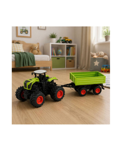 Wysoki Traktor Rolniczy Z Przyczepą Wywrotką Zdalnie Sterowany RC 1:16