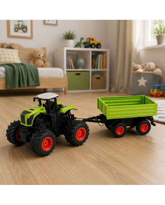 Wysoki Traktor Rolniczy Z Przyczepą Wywrotką Zdalnie Sterowany RC 1:16