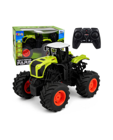 Wysoki Traktor Rolniczy Zdalnie Sterowany RC Zielony Światła Dźwięki 1:16