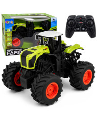 Wysoki Traktor Rolniczy Zdalnie Sterowany RC Zielony Światła Dźwięki 1:16