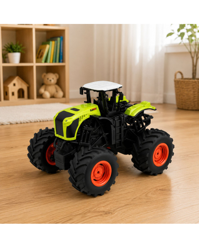 Wysoki Traktor Rolniczy Zdalnie Sterowany RC Zielony Światła Dźwięki 1:16