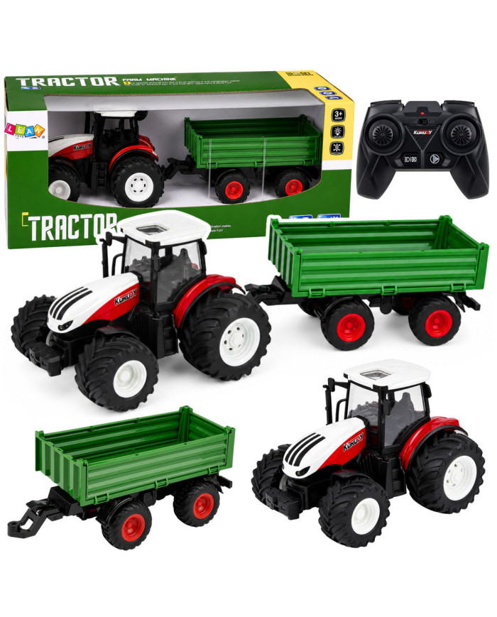 Traktor Rolniczy Z Przyczepą Wywrotką Zdalnie Sterowany Światła Dźwięk 1:24