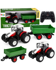 Traktor Rolniczy Z Przyczepą Wywrotką Zdalnie Sterowany Światła Dźwięk 1:24