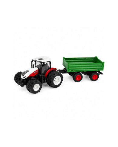 Traktor Rolniczy Z Przyczepą Wywrotką Zdalnie Sterowany Światła Dźwięk 1:24